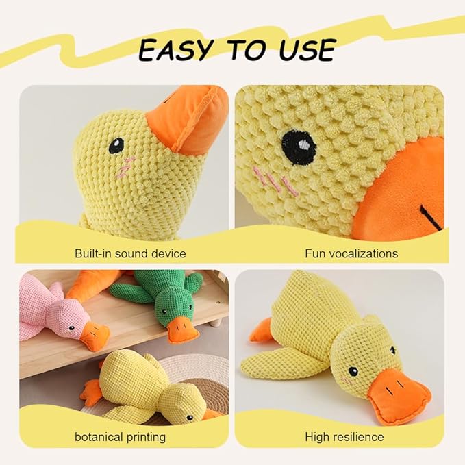2025 Upgraded Dog Toys, New Durable Calming Duck Toys, Dog Toys for Aggressive Chewers with Soft Squeaker, Fun for Indoor Puppies and Senior Pups (Pink, XL-14.9 * 17.7in)