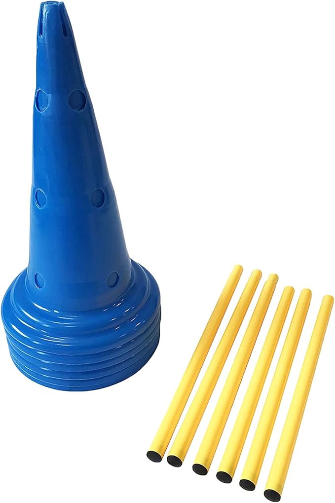Midlee Dog Cone & Pole Agility Set- Adjustable Big to Small Dogs- Set of 3