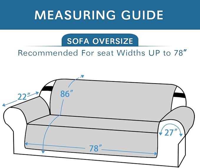 H.VERSAILTEX Reversible Sofa Slipcover Furniture Protector Water Resistant 2" Elastic Straps Sofa Cover Couch Covers Pets Fit Sitting Width Up to 78" (Oversized Sofa: 86" x 132", Cameo Blue/Beige)