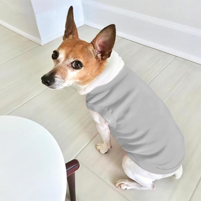 Custom Dog Shirt Pet Clothes Breathable Shirts for Small to Large Dogs Customized Name Logo Photo Puppy Outfits Personalized Sleeveless Vest Pets Apparel Gray, L