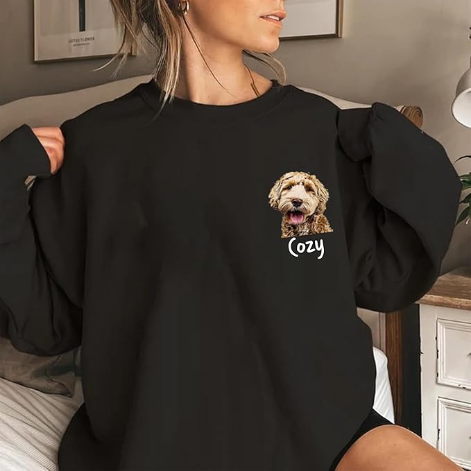 Custom Dog Face Sweatshirt Hoodie T-Shirt, Custom Pet Name, Personalized Pet Photo, Dog Lovers Gifts, Christmas