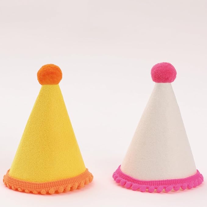 10 Pcs Dog Birthday Hat Set for Small Medium Dogs Cat Puppies, Mini Party Hat with Adjustable Headbands, Cute Pet Hat with Pompons for Birthday Christmas Party Decoration Accessories (Mini 2.5 Inch)