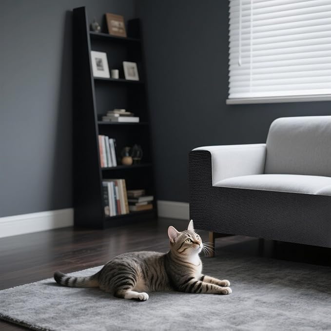 ASENKU Cat Scratch Furniture Protector, Trimmable Self-Adhesive Couch Protector from cat Claws, DIY Climb Cat Scratcher Mat for Covering Cat Tower (Dark Gray,39.3x15.8In)