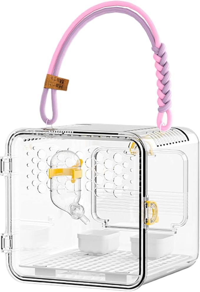 Bird Carrier - Portable Clear Cage for Travel and Outdoor Use | Lightweight and Breathable with Secure Lock, Convenient Travel for Budgies, Parakeets, Canaries, Budgies, Cockatiels, Lovebirds