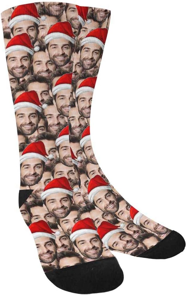 MyPupSocks Custom Personalized Photo Pet Face Socks, Cat and Dog Tracks Paws Bones Crew Socks with Picture for Men Women