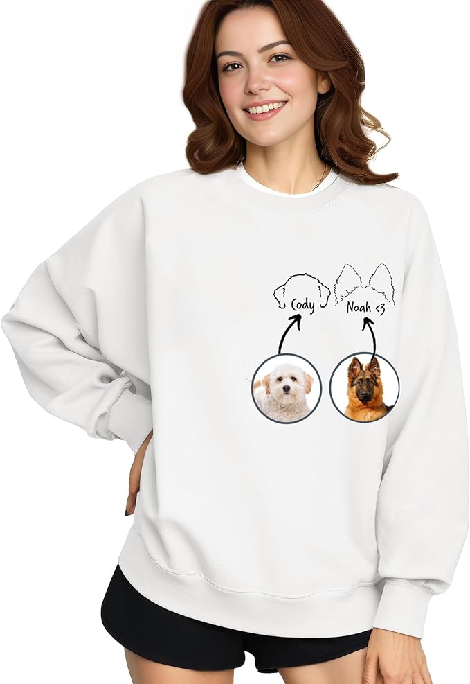 Custom Dog Face Sweatshirt Hoodie T-Shirt, Custom Pet Name, Personalized Pet Photo, Dog Lovers Gifts, Christmas