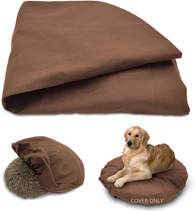 Dog Bed Cover Waterproof Replacement Machine Washable Covers for Dog Bed Heavy Duty Scratch Resistant Mattress Protector Pet Bed Round 24x24 Inch Cover Only Brown