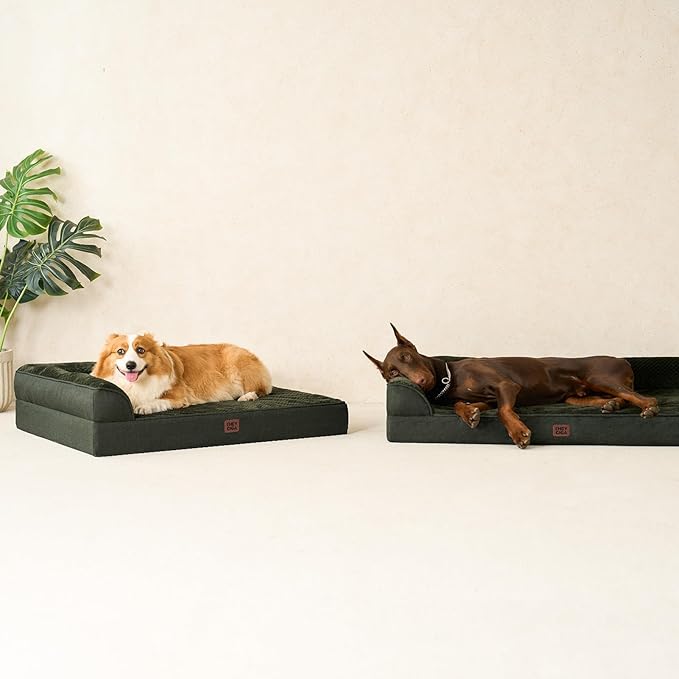 EHEYCIGA Extra Large Dog Bed Othorpedic, Memory Foam XL Dog Bed with Washable Removable Cover, Waterproof Pet Sofa Couch XLarge Size Dogs with Nonskid Bottom, 44x32x6.5, Dark Green