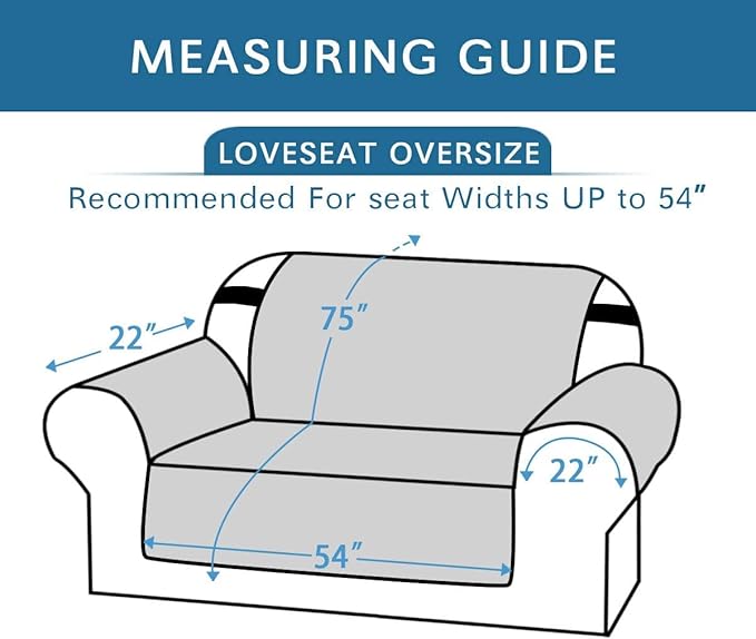 H.VERSAILTEX Reversible Loveseat Cover Furniture Protector Anti-Slip Water Resistant 2" Elastic Straps Couch Covers Pets Fit Sitting Width Up to 54"(Oversized Loveseat: 75" x 98", Dark Blue/Beige)