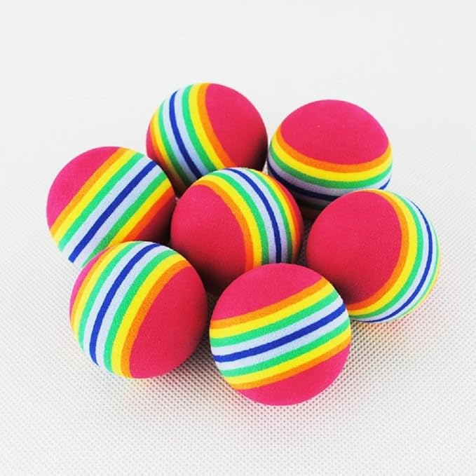 12PCS Foam Balls for Cats, Colorful Rainbow Cat Toy Sponge Balls Soft Pet Toy
