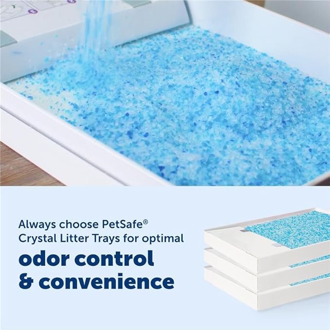 PetSafe ScoopFree Crystal Pro Self-Cleaning Cat Litter Box System – Enclosed Front-Entry – Advanced Odor Control – Includes 1 Disposable Crystal Litter Tray – White (PAL00-18017)