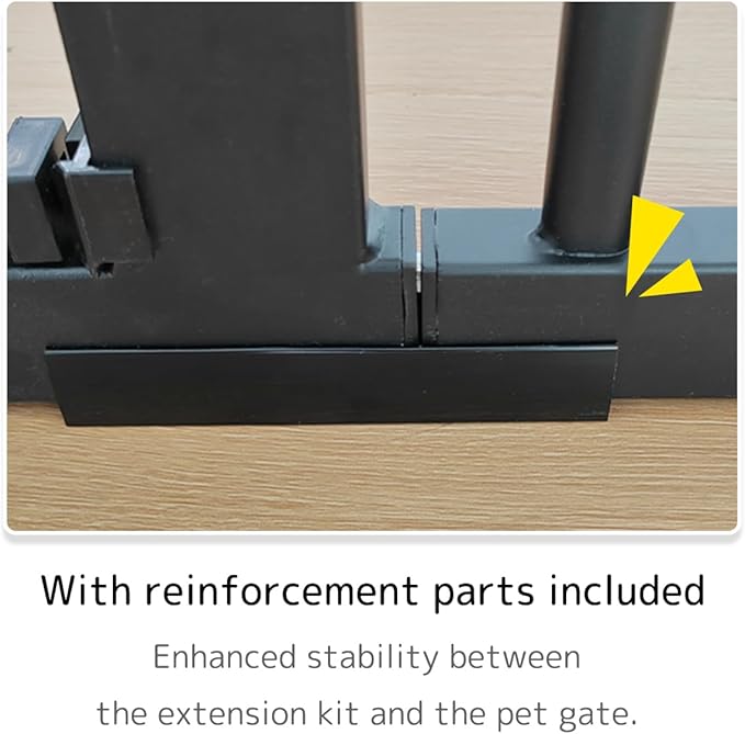 Lumizone Extra Tall Pet Gate 55.12" High Pressure Mounted 8.27" Wide Extension kit 1.37" Gap (Black, 55.12" H× 8.27" W, Extension)