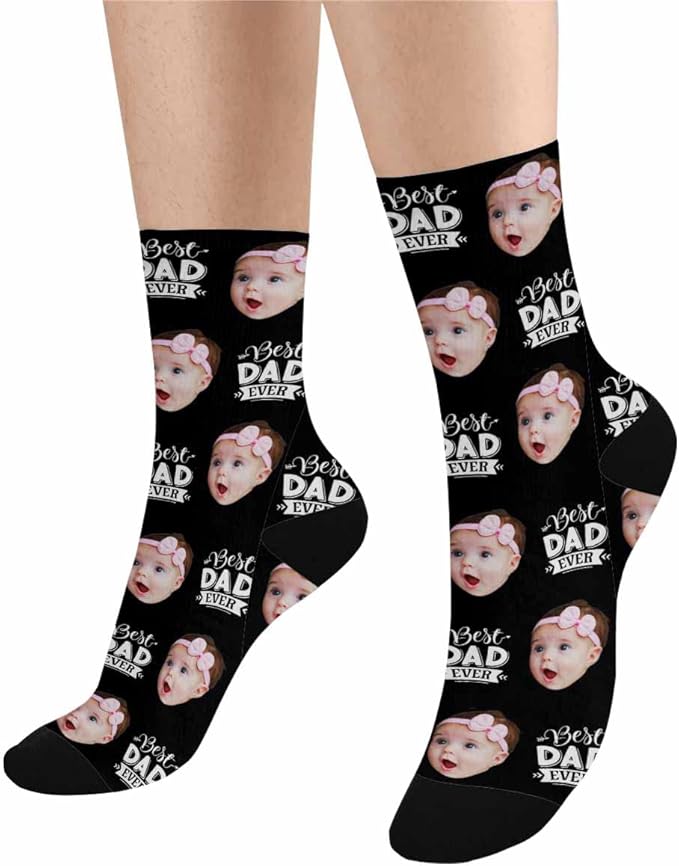 MyPupSocks Custom Personalized Photo Pet Face Socks, Cat and Dog Tracks Paws Bones Crew Socks with Picture for Men Women