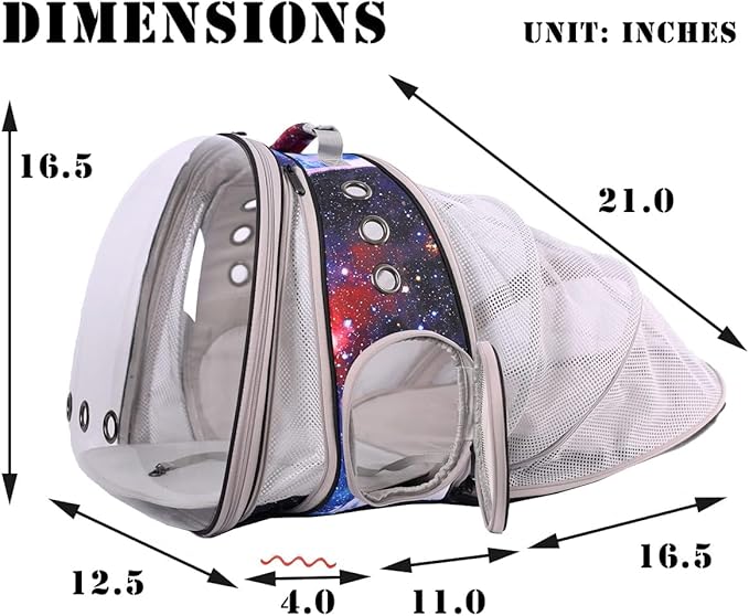 Galaxy Blue Dual Expandable Cat Backpack Carrier, Fit up to 20 lbs, Expandable Pet Carrier Backpack for Large Fat Cat and Small Puppy