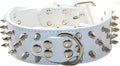 Serijoars Spiked Studded Dog Collar, PU Leather Dog Collar, Adjustable Pet Collars for Medium or Large Breed Pet (M, White1)