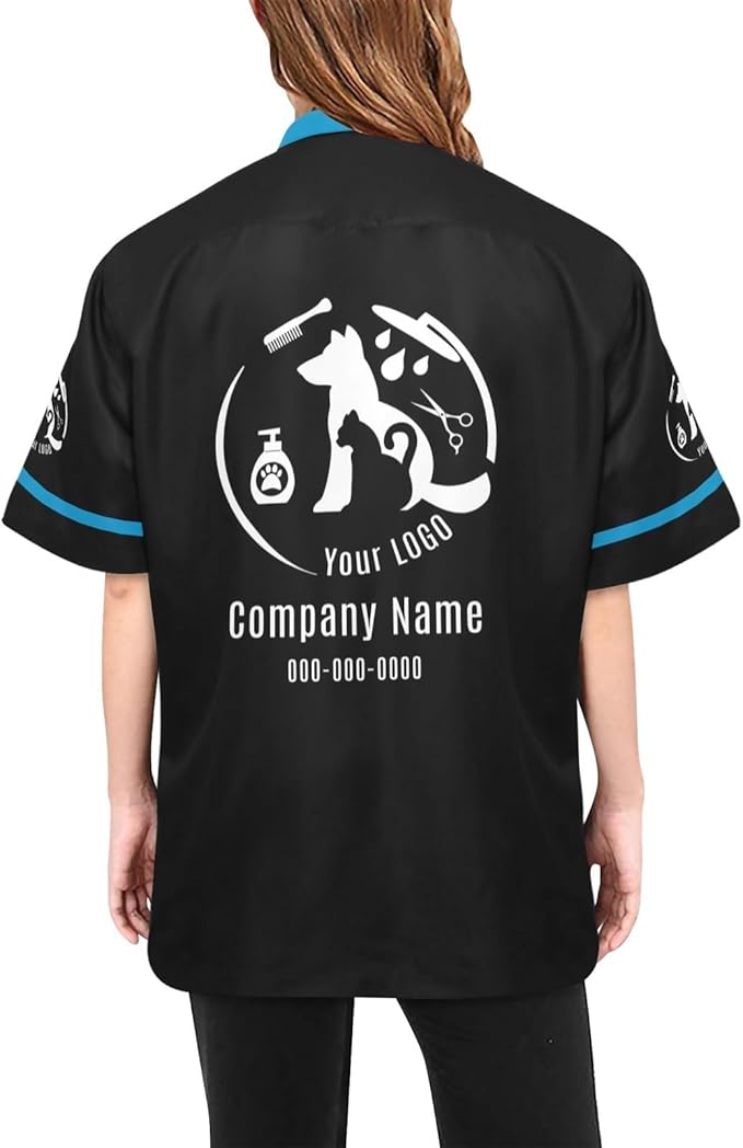 Custom Pet Grooming Jackets with Logo Text, Personalized Dog Salons Groomer Smocks, Unisex Waterproof Workwear