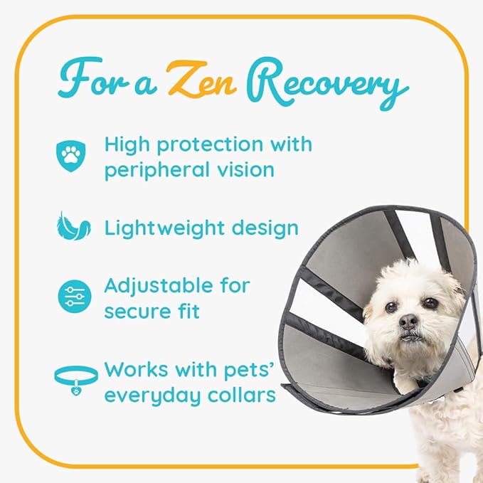 ZenPet Recovery Cone E-Collar for Dogs & Cats – Soft, Comfortable, Safe & Stress-Free Healing After Surgery, Adjustable Design, Secure Custom Fit (Large)