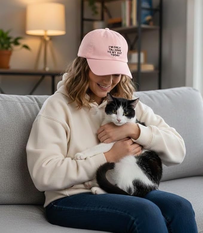 Cat Mom & Dad Hats for Proud Cat Parents | for Men & Women | Embroidered Text - Adjustable Fit - 100% Cotton