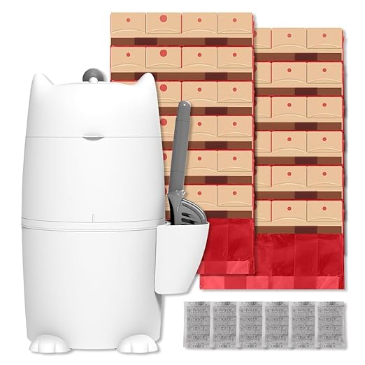 Red Rocket Pets Cat Litter Trash Can Kitty Twister Plus Pack, 12x Refills Bags and 6X Charcoal Sachets, No Smell Litter Storage Container, Litter Disposal System