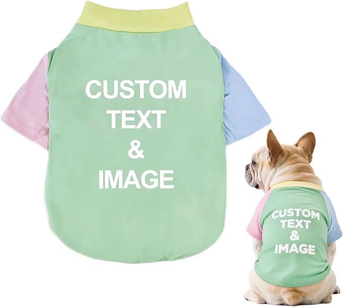 Custom Dog Shirt,Personalized Pet Apparel with Name Text Photo Image,Lightweight Breathable Puppy Kitten Cotton Vest for Small Medium Large Dogs Cats,Puppy Gift (Dopamine Green, Medium)