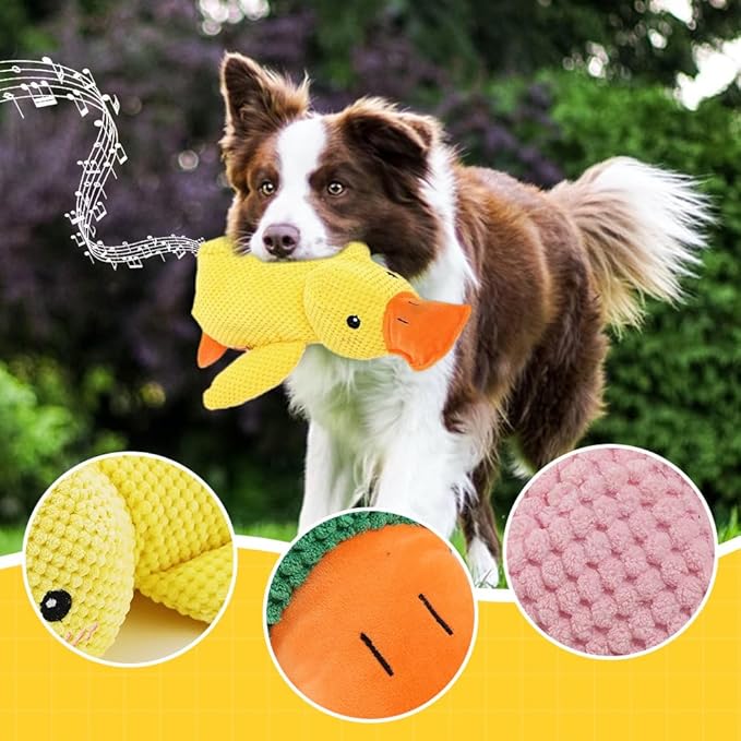 Dog Toys for Aggressive Chewers,2025 Upgraded Dog Chew Toys for Small Large Dogs,Indestructible Puppy Teething Toys,Plush Yellow Stuffed Duck Toy (Yellow+Pink+Green, Large)