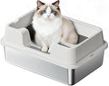 Stainless Steel Litter Box, XL Enclosed Cat Litter Boxes with Lid for Big Cats and Multi-Cats, High Sided, Anti-Urine Leakage Non-Stick Bottom Include Scoop Easy to Clean