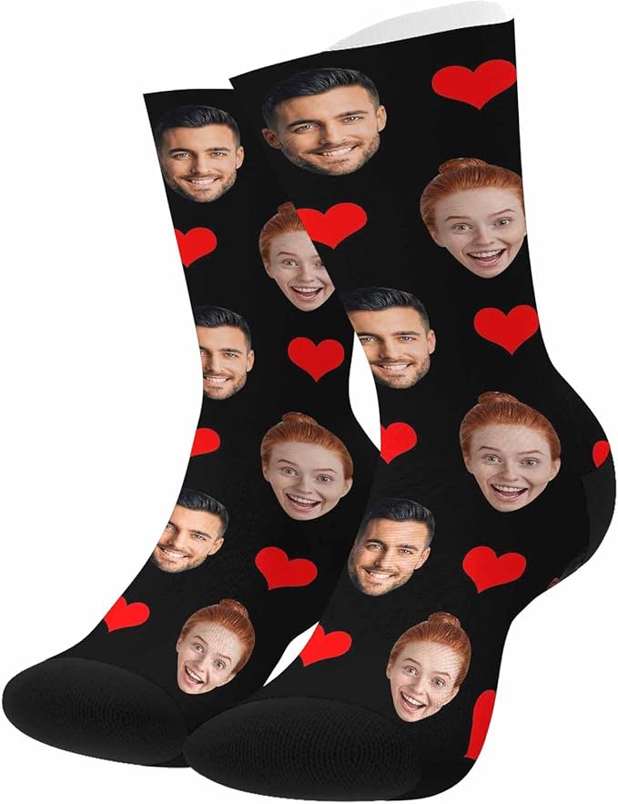 MyPupSocks Custom Personalized Photo Pet Face Socks, Cat and Dog Tracks Paws Bones Crew Socks with Picture for Men Women