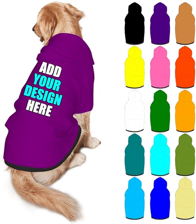Personalized Dog Hoodie Customized with Name Photo Pet Warm Sweater Hoodie for Medium Large Dogs & Cat Puppy, MediumPurple, XL