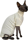 Sphynx Cats Shirt Cat Turtleneck Cotton Sweater Pullover Kitten T-Shirts with Sleeves Cat Pajamas Jumpsuit for Sphynx Cornish Rex, Devon Rex, Peterbald (White, Medium (Pack of 1))