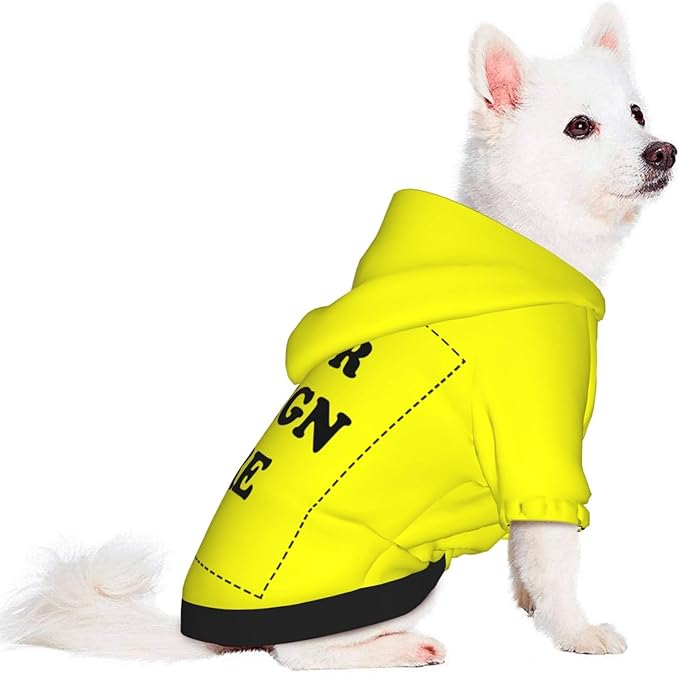 Personalized Chihuahua Dog Hoodie, Custom Pet Warm Sweatshirt Costume with Name Number Photo, Customize ID Clothes for Pupppy Kitten Dogs Cats, Yellow, S