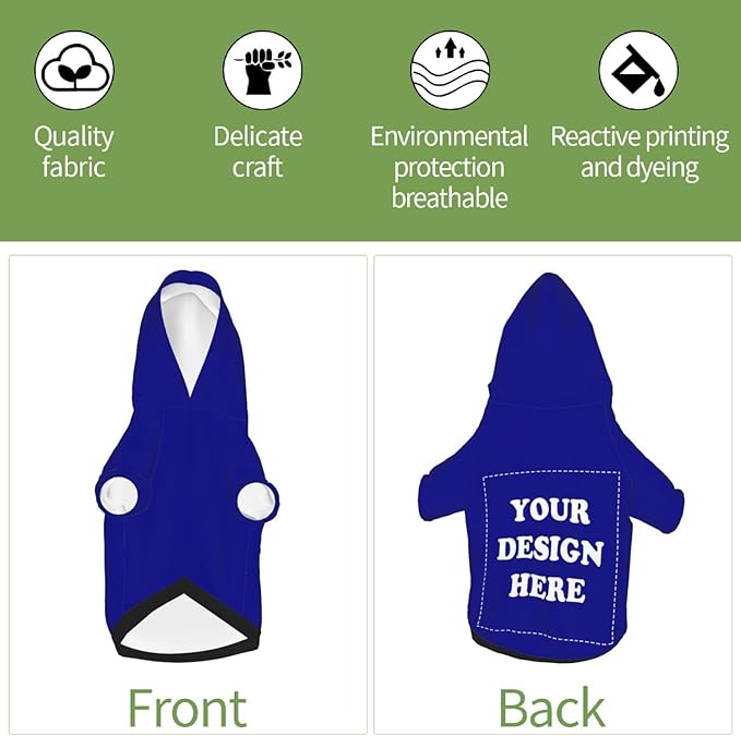 Personalized Dog Hoodie, Custom Dog Costumes for Small Dogs, Holiday Happy Dog Clothes Football Pet Shirt Sweater with Name Number for Girl/Boy Cats/Kitten, Blue, XXS