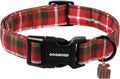 DOGWONG Christmas Plaid Dog Collar, Cute Adjustable Red Collar for Boy and Girl Dogs, Dog Collar with Strong Plastic Buckle for Small Medium Large Dogs,S