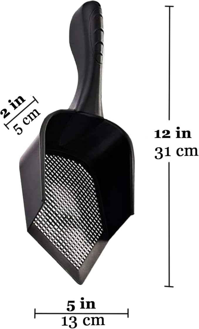 SunGrow Reptile Litter Scoop, Pointed Edge, for Cat & Chicken Coop, Right-Angled Wide and Deep Shovel, Black, 1 Pc per Pack