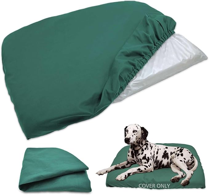 Dog Bed Cover Waterproof Replacement Machine Washable Covers for 44x32 Inch Dog Bed Heavy Duty Scratch Resistant Mattress Protector Pet Bed Cover Only Dark Green