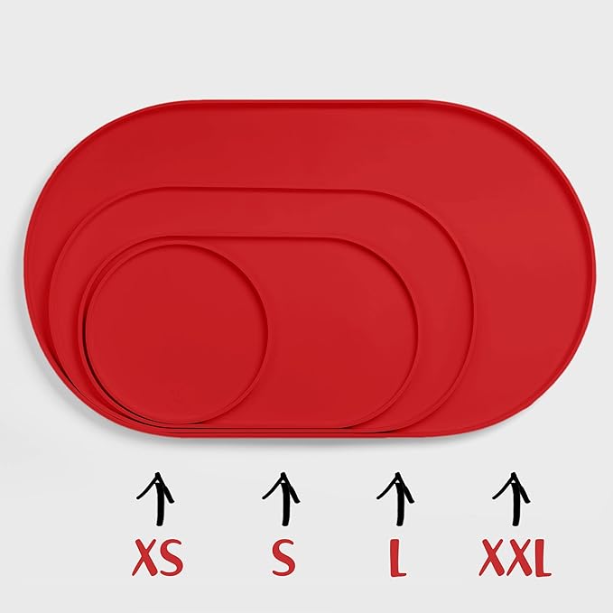DogBuddy Dog Food Mat - Waterproof Dog Bowl Mat, Silicone Pet Mat for Food and Water Bowls, Nonslip Pet Feeding Mat with Edges, Dogs Food Mats for Floors, Puppy Supplies (XS, Red)