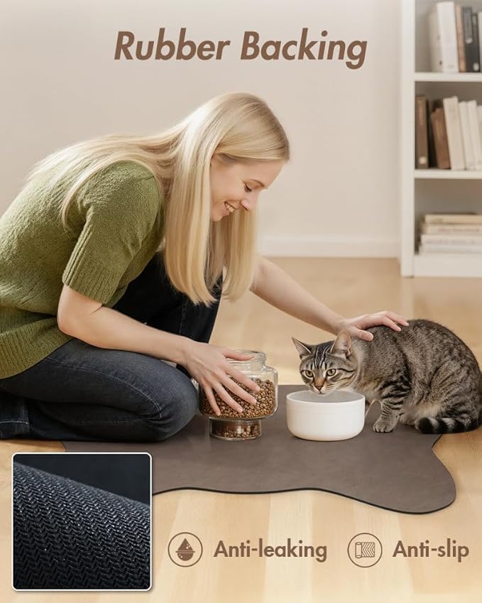 Absorbent Dog Food Mat-Dog Cat Mat for Food and Water Bowl, Quick Dry Pet Food Mat, No Stains Pet Feeding Pad, Cat Accessories Pet Supplies-Water Bowl Mat for Messy Drinkers
