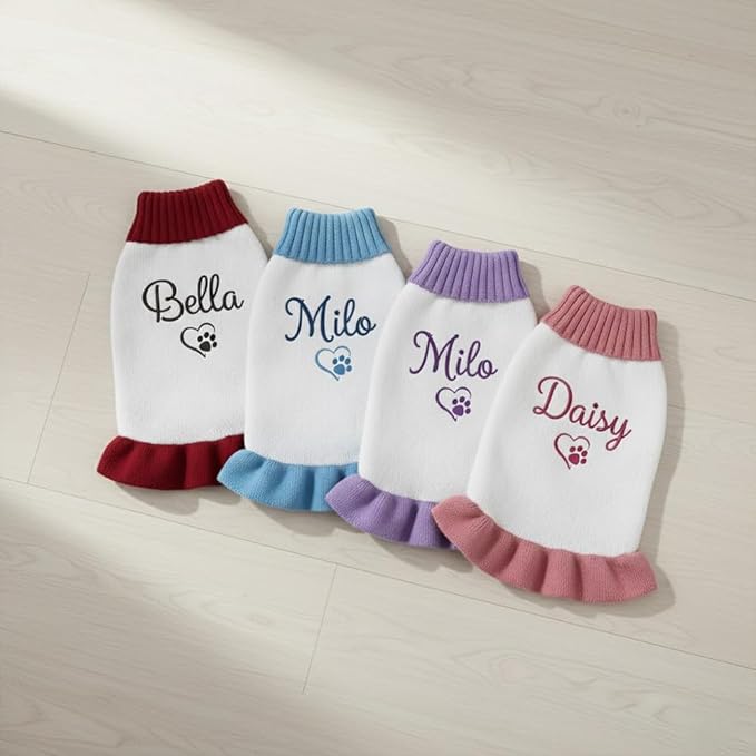 Personalized Embroidered Pet Sweater with Name, Soft Knit Dog and Cat Apparel, Custom Pet Clothing for Small to Large Pets, Ideal Gift for Pet Lovers Gift#1