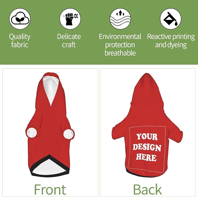Dog Costume, Custom Dog Hoodie, Dog Name Costume Holiday Pet Pajamas Outfit, Personalized Pet Coat Costumes for Small Medium Large Dogs and Cats for Winter, Red, XS