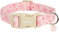 Pink Bow Dog Collar, Adjustable Cotton Dog Collar for Small Medium Large Dogs, Cute Puppy Collars for Girl Female Dogs, Ideal for Gifts,Pet Accessory,XS