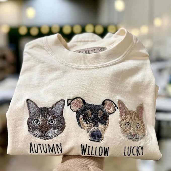 Custom Pet Embroidered Sweatshirt, Custom Dog Face Embroidered Sweatshirt, Dog Mom Sweater, Gifts for Pet Lovers, Personalized Gift for Mom, Matching Dogs and Cat Owner Sweater