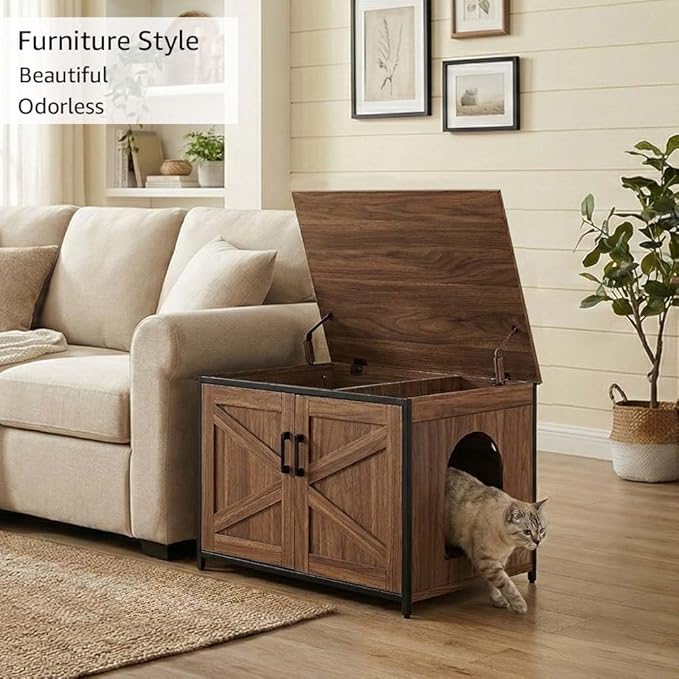 unipaws Top Opening Cat Litter Box Enclosure, Friendly to Elderly People, Waist or Keen Problem People, XL Extra Large Cat Box Furniture