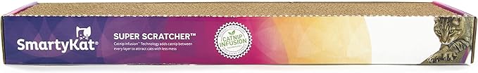 SmartyKat Super Scratcher Wide Corrugated Cat Scratcher for Cats & Kittens, Features Catnip Infusion Technology & Less Mess, Recycled Material, Brown