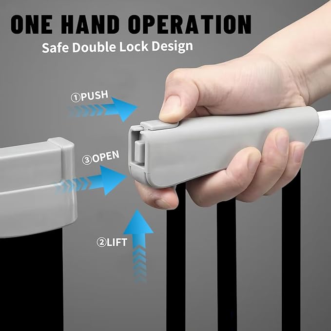 41" Tall Safety Pet Gate,Adjustable 29.92"-57.48" Wide,No Drilling Pressure Mount Kit,Auto Close Cat Gate Suitable for Stairs,Doorways,Black (Black, 29.92"-57.48" W)