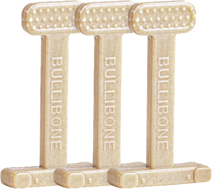 Bullibone Nylon Dog Chew Toy for Aggressive Chewers - Dental Hygiene Bone with Chicken Flavor, Durable Tough Chew Toys for Small Dogs, Indestructible Dog Bone - 3 Pack