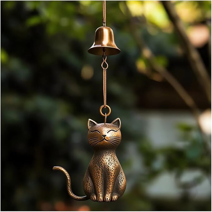 Cat Wind Chime 2025 New Unique Cat Garden Decor Outdoor Cat Statue Themed Gifts Wind Chimes for Cat Lovers Women Hanging Memorial Ornaments Windchimes Bell Outside Yard Home Porch Decorations (B1)