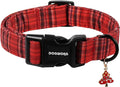 DOGWONG Christmas Plaid Dog Collar, Cute Adjustable Red Tartan Collar, Red Grid Dog Collar with Strong Plastic Buckle for Small Medium Large Dogs,XL