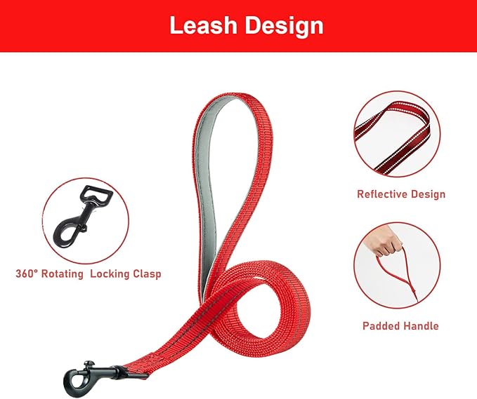 Hipubby Dog Harness and Leash Set, No Pull Soft Mesh Puppy Harness for Small Medium Dogs, Cats - Step in Reflective Breathable Lightweight Vest Harness for Walking, Training - Red, M