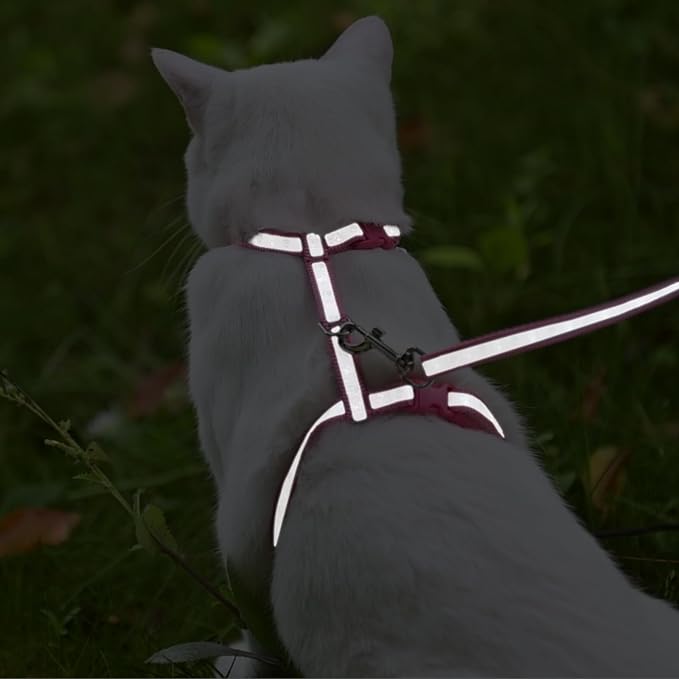 KOOLTAIL Cat Harness and Leash Set, Escape Proof Adjustable Kitten Harness for Walking Travel, Safe & Easy Control Outdoor, Lightweight Soft Pet Harness for Small Medium Large Cats, Pink