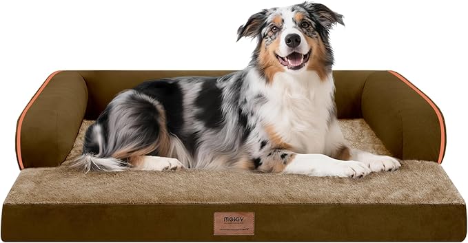 Extra Large Dog Bed-Orthopedic Waterproof XL Dog Bed for XLarge Extra Big Dogs - Foam Couch Sofa Washable with Removable Cover-Brown