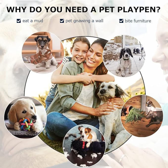 BestPet | Dog Playpen | 32 Inch, 16 Panels | Heavy Duty Metal Pet Exercise Pen | Indoor Outdoor Fence Panels | Rust-Resistant, Removable, Tool-Free Setup | Anti-Skid, Expandable Design